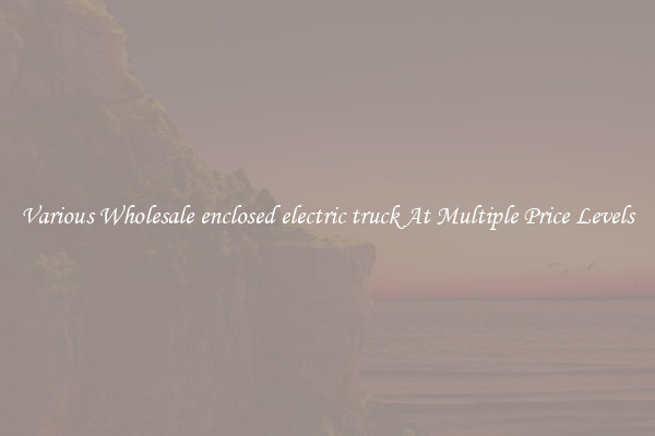 Various Wholesale enclosed electric truck At Multiple Price Levels
