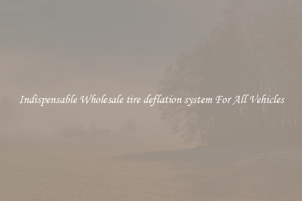 Indispensable Wholesale tire deflation system For All Vehicles