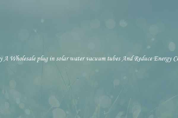 Buy A Wholesale plug in solar water vacuum tubes And Reduce Energy Costs