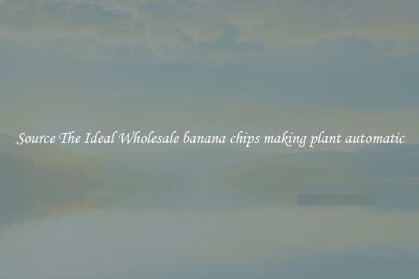 Source The Ideal Wholesale banana chips making plant automatic