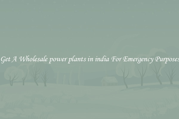 Get A Wholesale power plants in india For Emergency Purposes